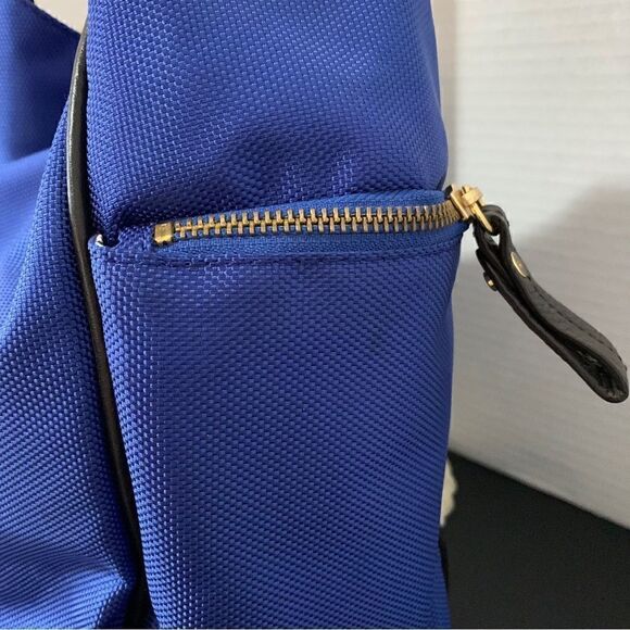 JPK Paris 75 Blue Nylon Tote With Braided Leather Handles + Gold Hardware - Picture 3 of 7